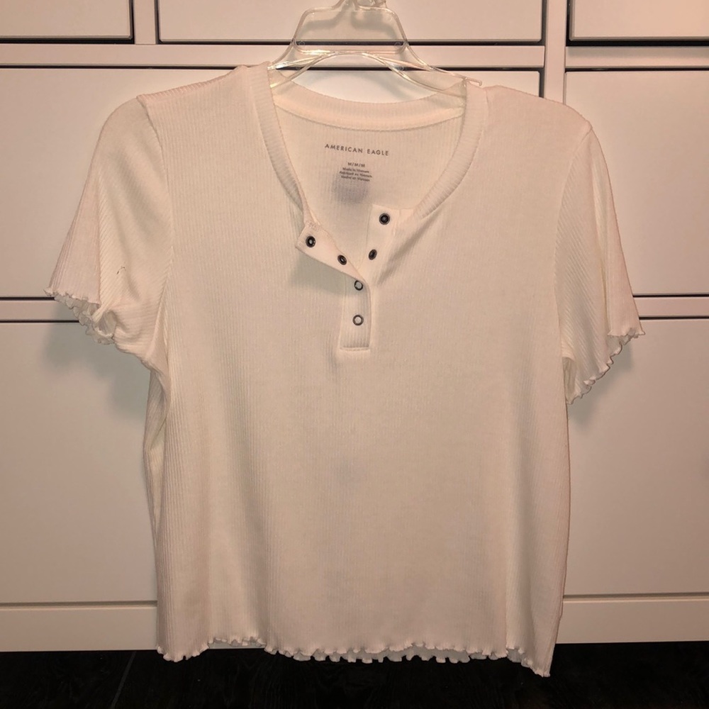 white button up crop top